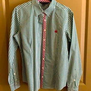 Brooks Brothers women’s green red button down top